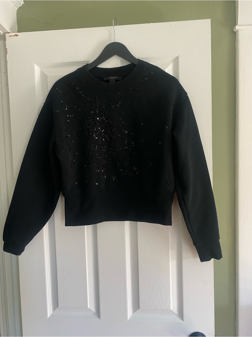 Allsaints Black Embellished Crewneck Sweatshirt